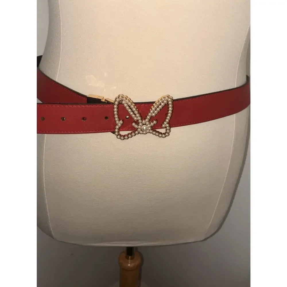 Disney Minnie Mouse Pearl Buckle Red Faux Leather Belt Plus Size 3x